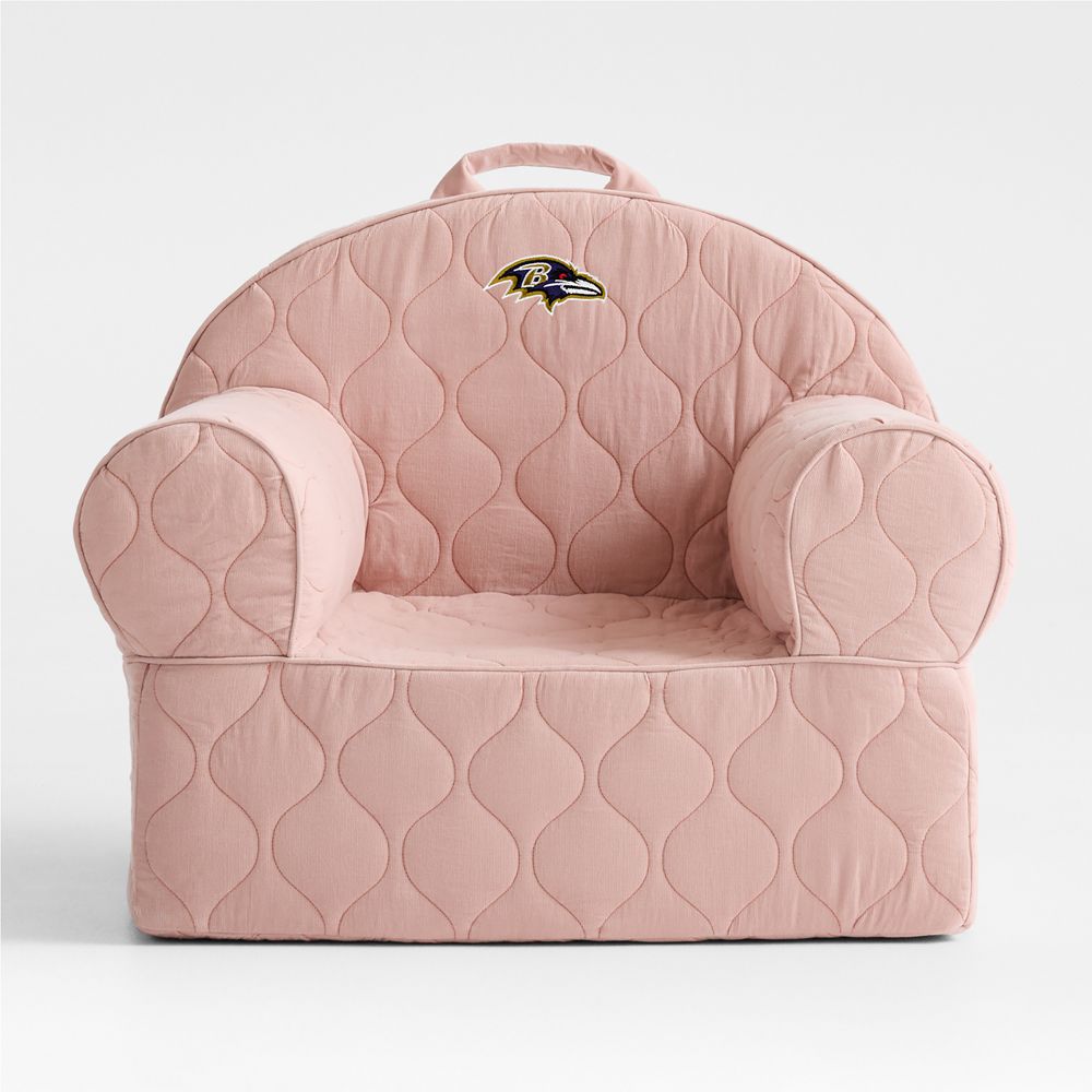 NFL Baltimore Ravens Large Rosy Lilac Quilted Cotton Corduroy Kids Lounge Nod Chair