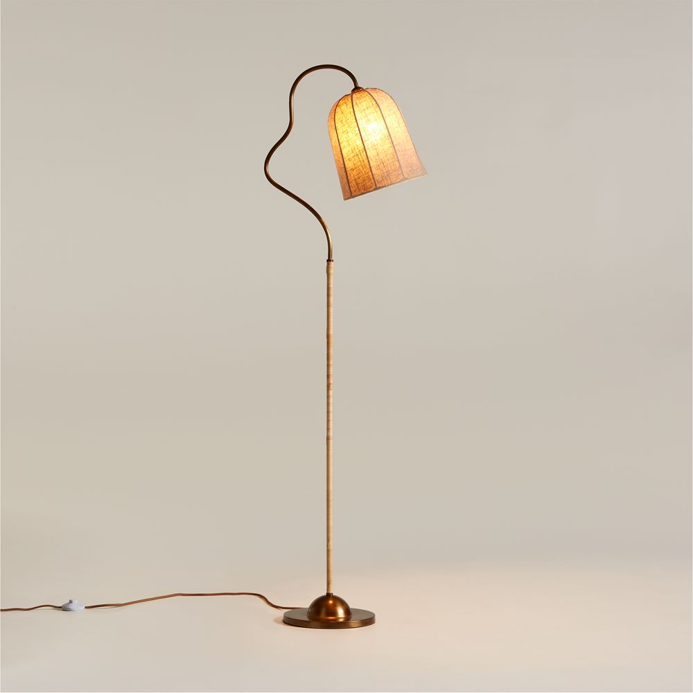 Allegra Rattan and Linen Task Floor Lamp 63" by Jake Arnold