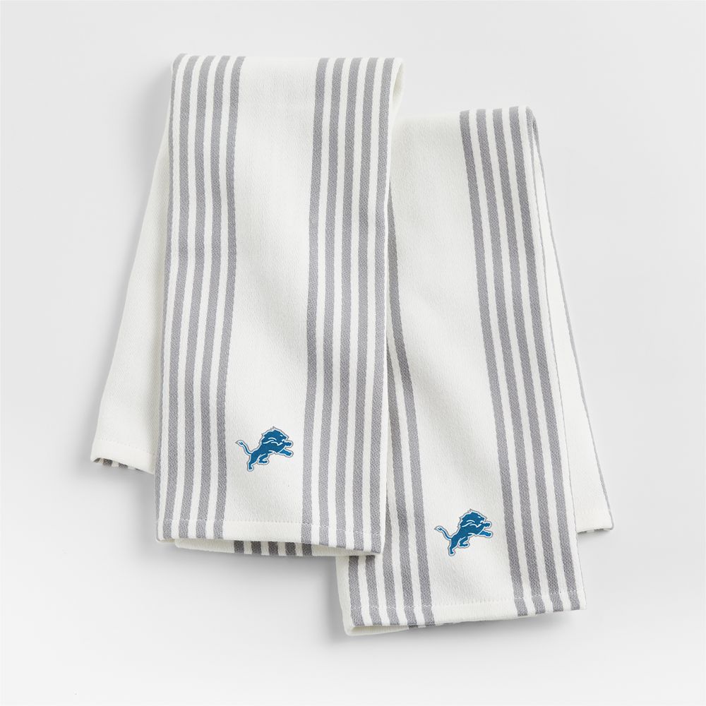 NFL Cuisine White with Grey Stripe Organic Cotton Dish Towels, Set of 2