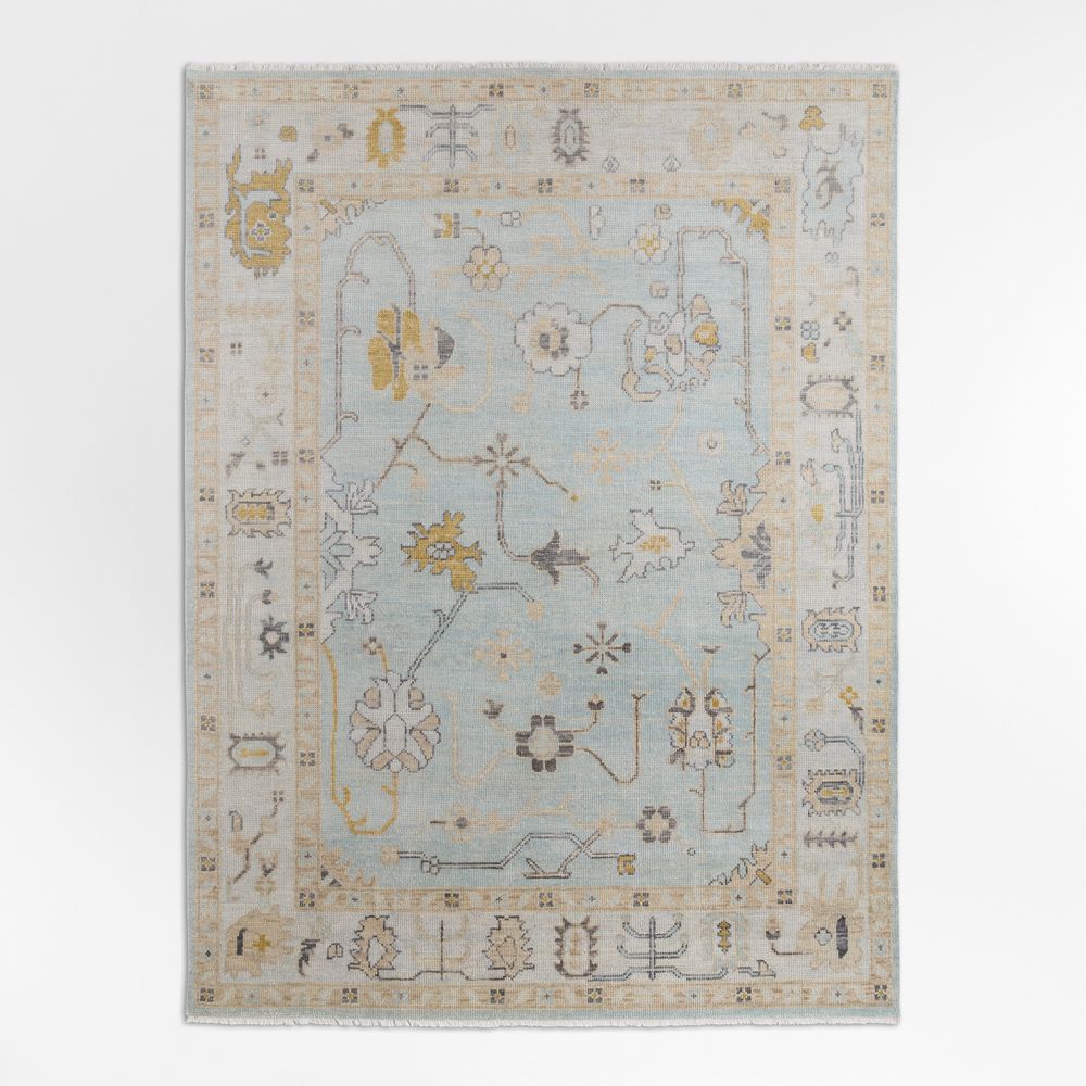 Lisse Wool Traditional Hand-Knotted Blue Area Rug
