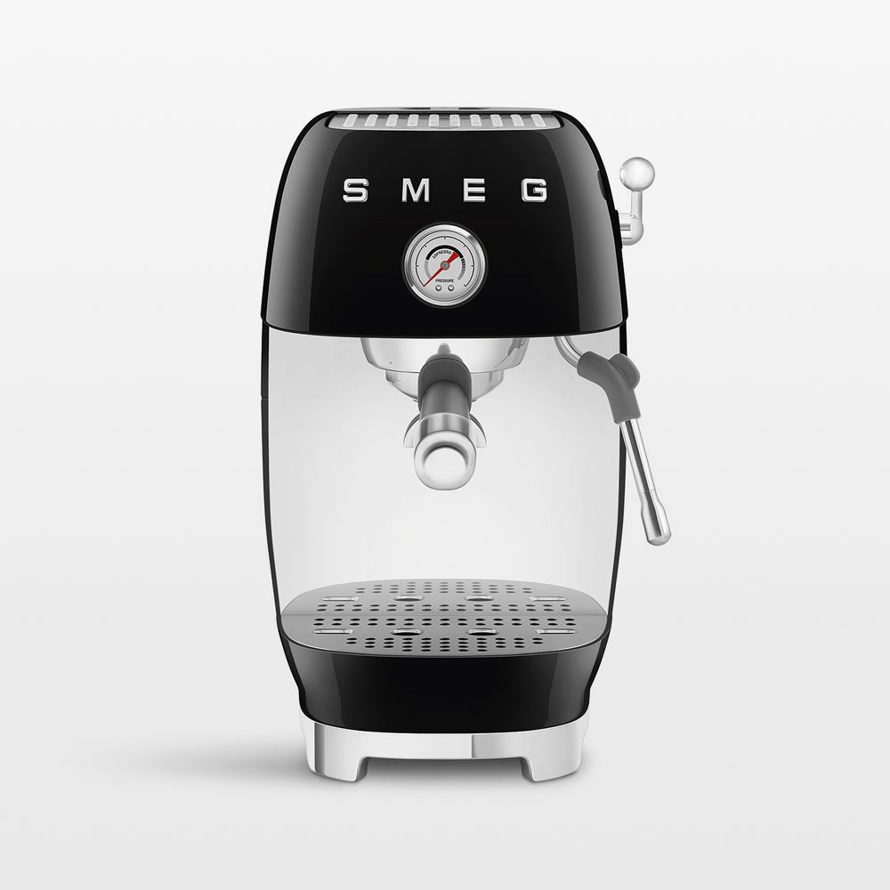 SMEG Black Retro Manual Espresso Machine with Cold Brew