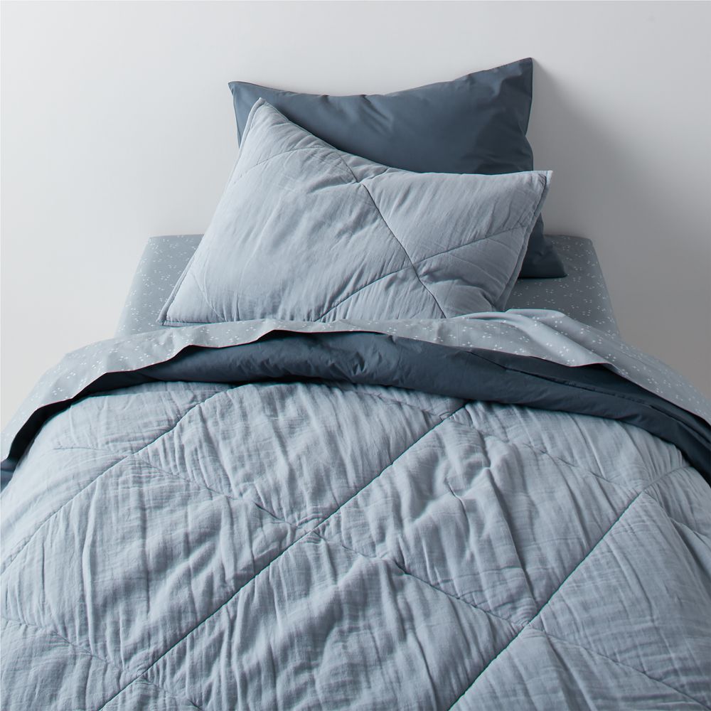 Supersoft Mist Blue Organic Cotton Gauze Kids Quilt