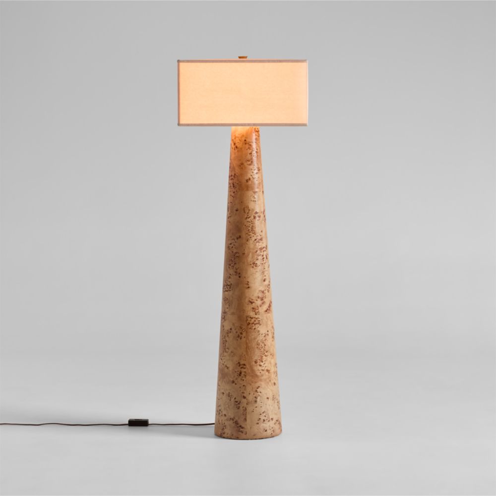 Gains Burlwood Floor Lamp with Linen Shade by Brigette Romanek