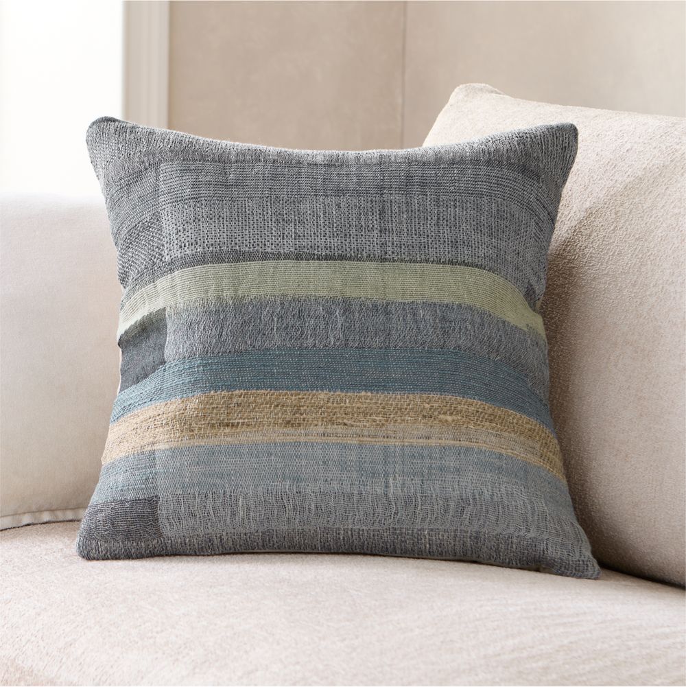 Aria Organic Cotton and Linen Blend 20"x20" Deep Indigo Throw Pillow