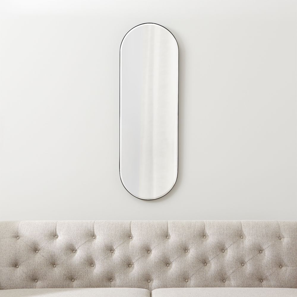 Edge Small Black Capsule Wall Mirror 16"x48"