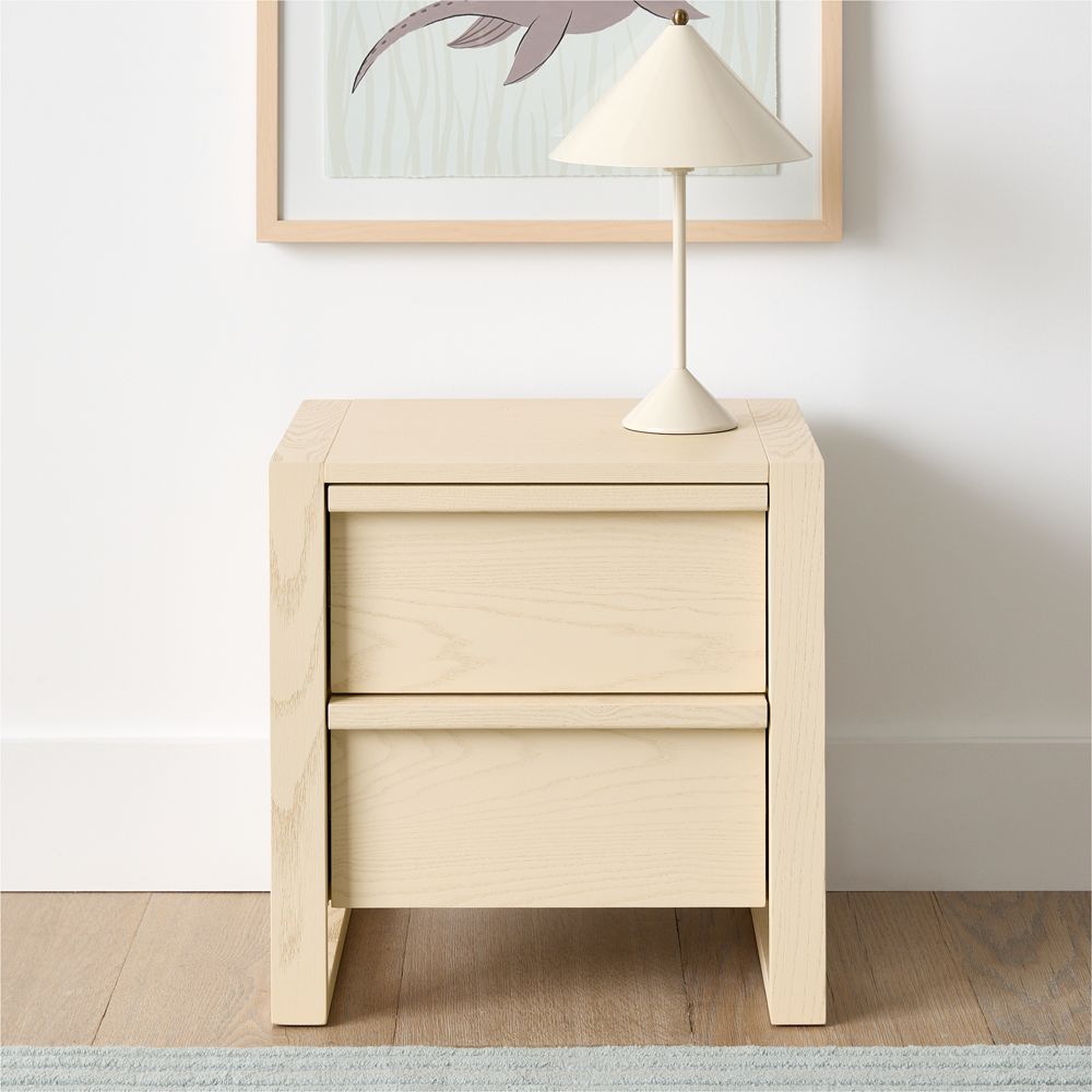 Gemini 20" Sunwashed Ash Wood 2-Drawer Kids Nightstand