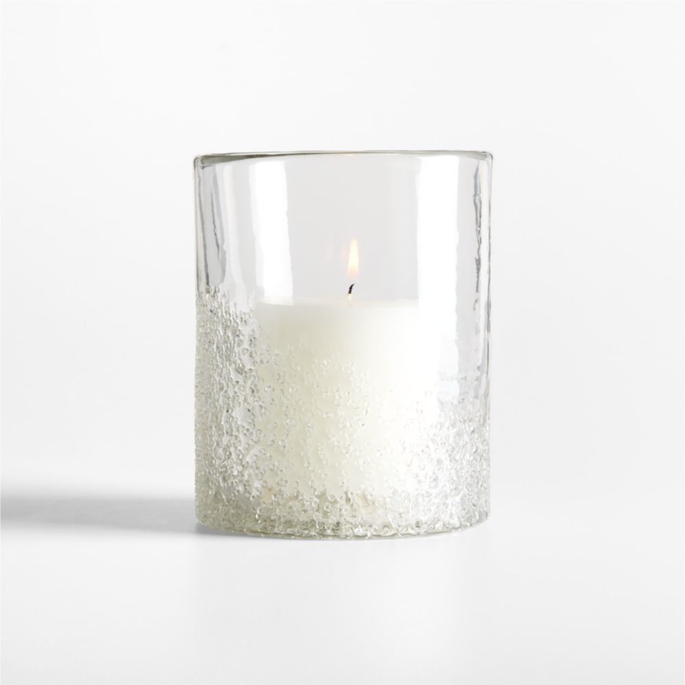 Seeded Textured Glass Hurricane Candle Holders