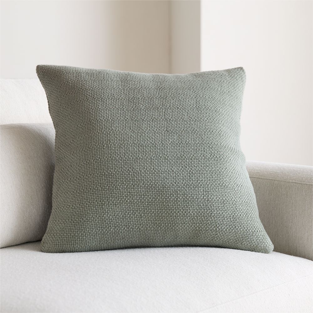 Organic Cotton Basketweave 20"x20" Shadow Sage Green Throw Pillow