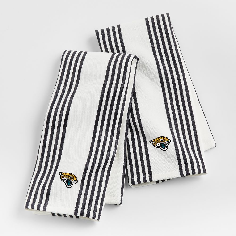 NFL Cuisine White with Black Stripe Organic Cotton Dish Towels, Set of 2