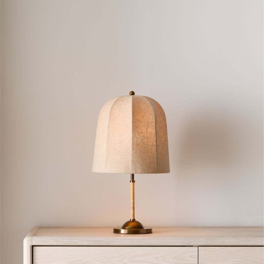 Allegra Rattan and Linen Dome Table Lamp by Jake Arnold 20.7"
