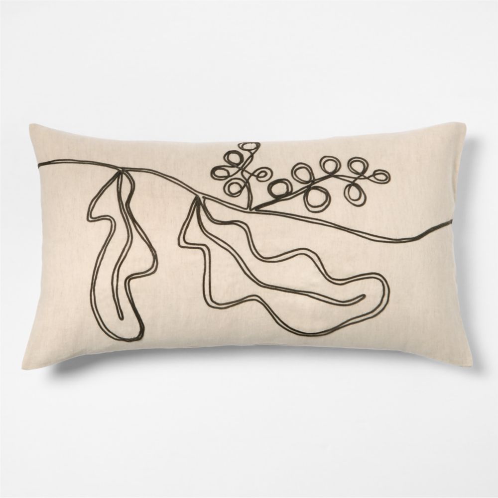 Embroidered Australian Botanical Organic Cotton Linen Bed Pillow Sham