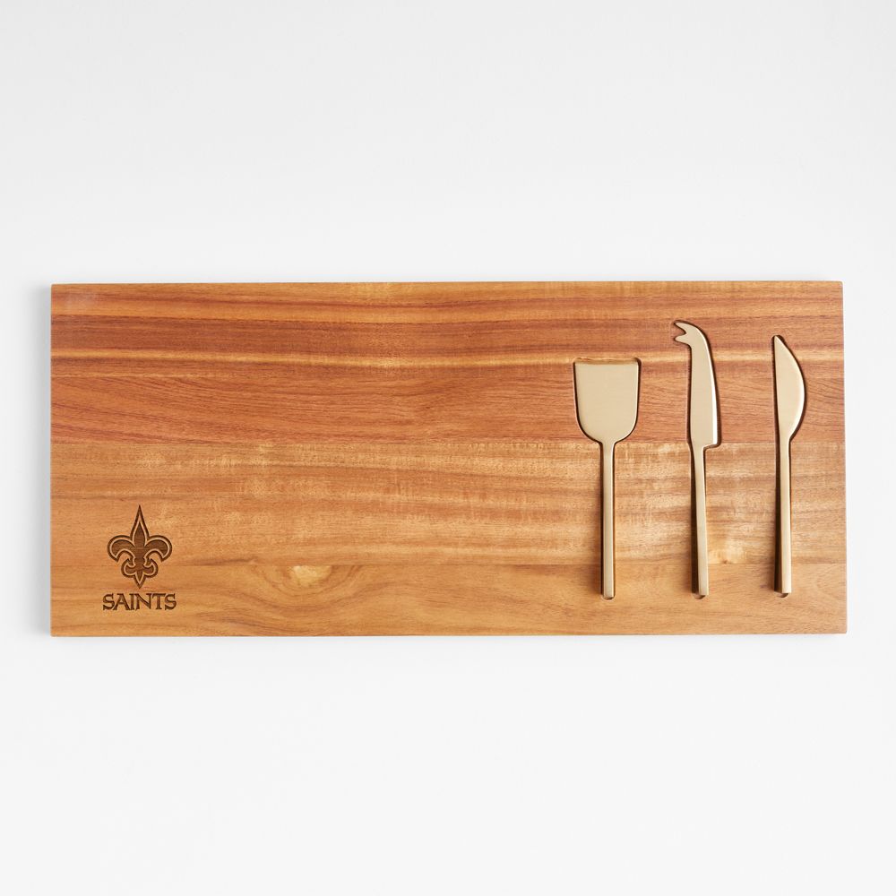 NFL Octavia Small Wood Serving Board With Cheese Knives
