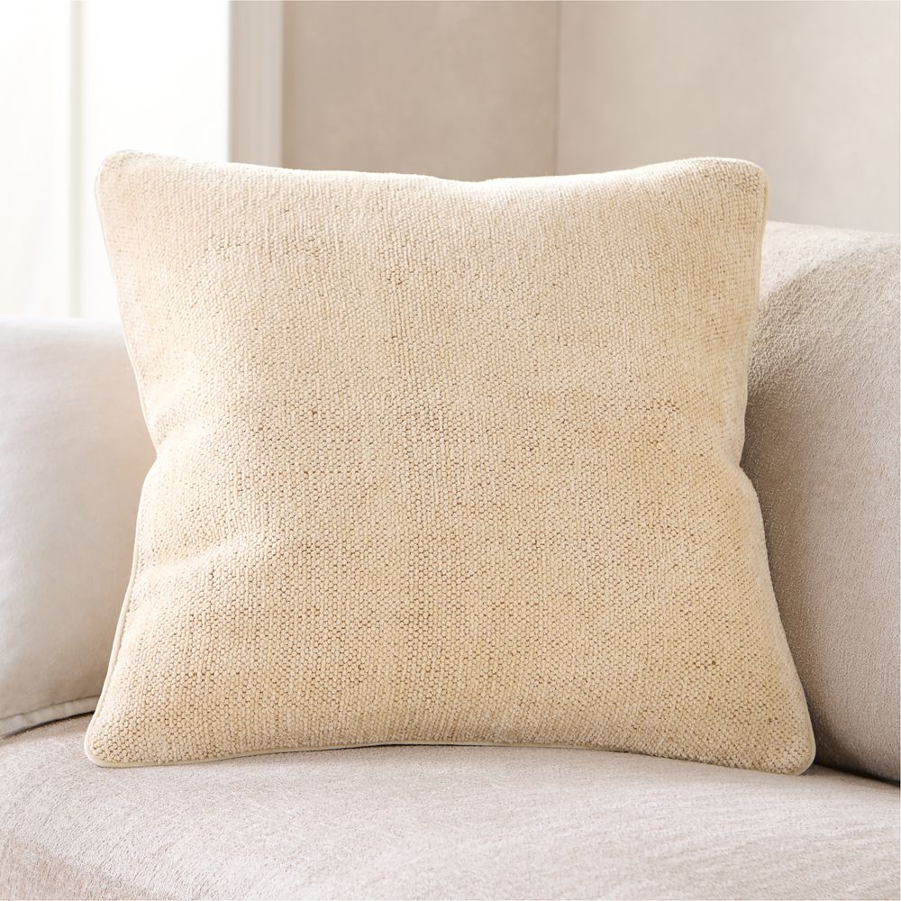 Textured Chenille 23"x23" Ecru Yellow Throw Pillow