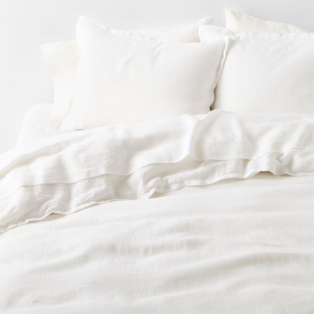 Aire Natural European Linen Crisp White Duvet Cover