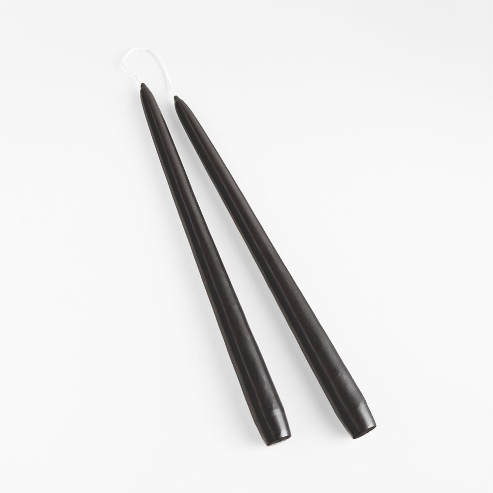 Black 12" Dipped Taper Candles, Set of 2