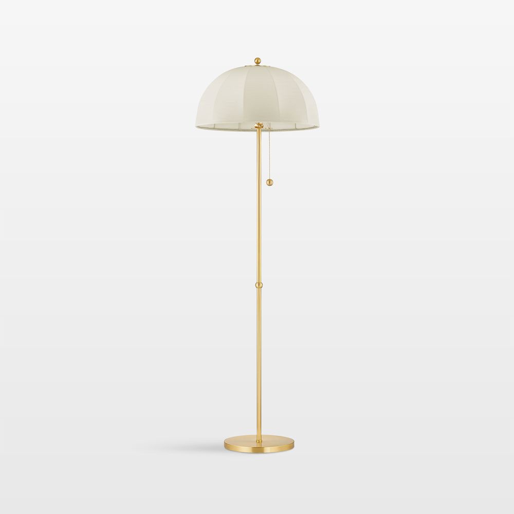 Riga Brass Floor Lamp with Fabric Shade