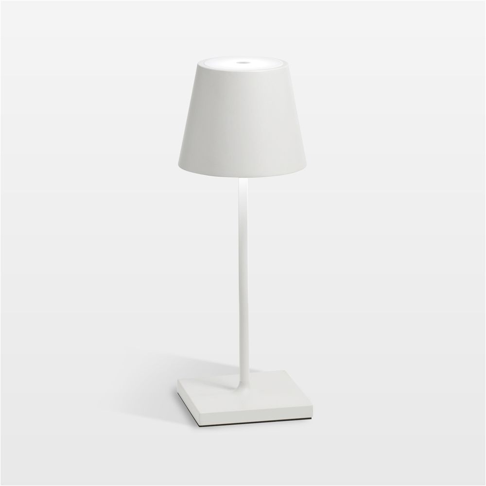 Poldina Mini White Metal Table Lamp by Zafferano America 12"