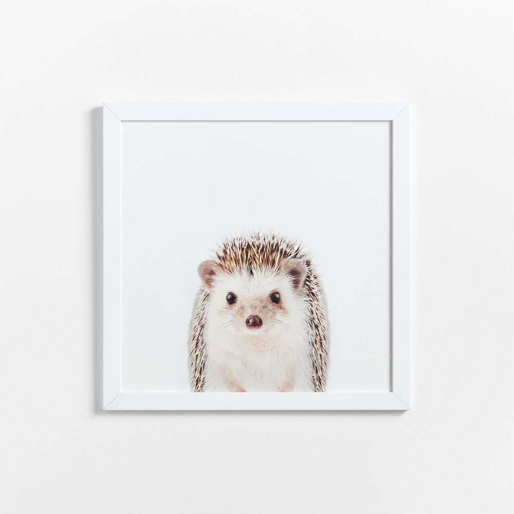 Baby Hedgehog White Wood Framed Wall Art Print