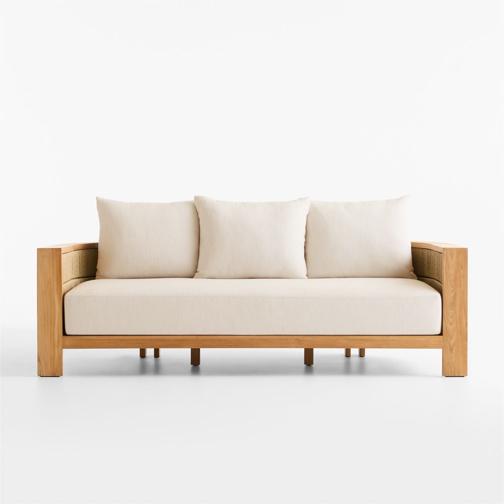 Bali 86" Natural Teak Outdoor Sofa with Sunbrella Cushions