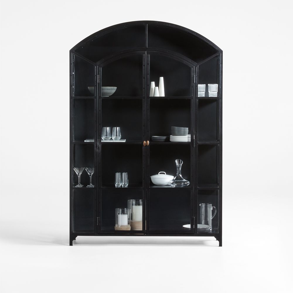 Ventana 60" Black Metal and Glass Storage Display Cabinet