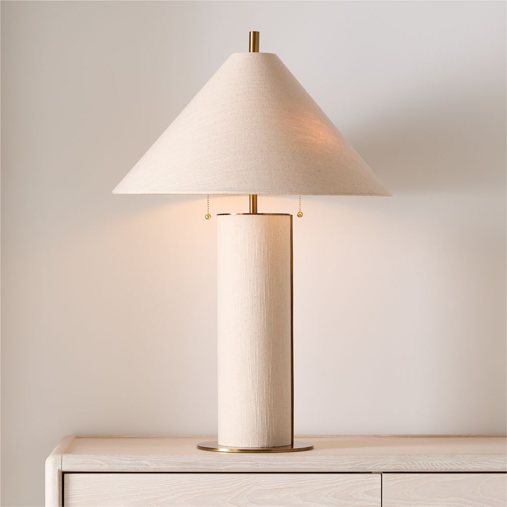 Remi Natural Ivory Linen Table Lamp 31.7"