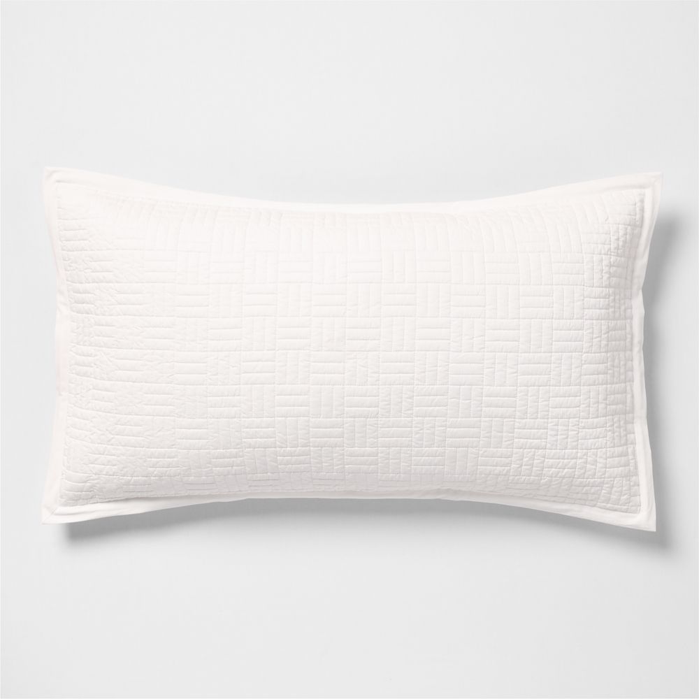 Serene Washed Organic Cotton Sateen Classic Stitch White Bed Pillow Sham