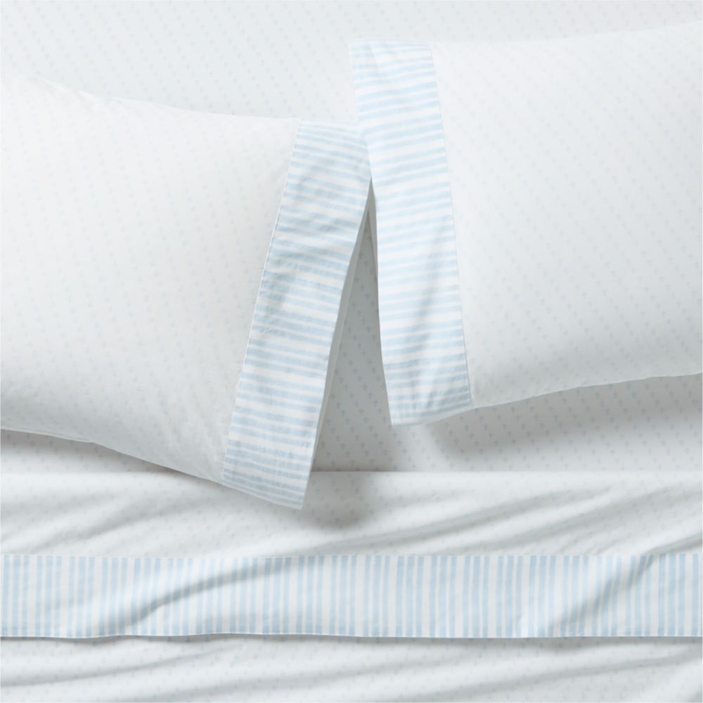 Favorite Washed Organic Cotton Pale Blue Block Print Bed Sheet Set