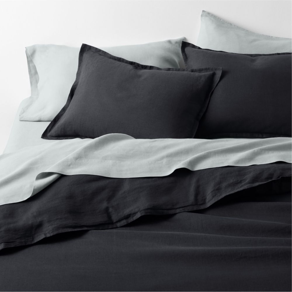 Aire Natural European Linen Linen Midnight Navy Blue Duvet Cover