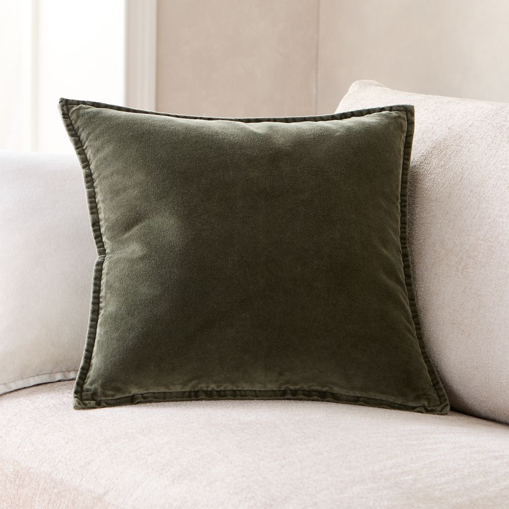 Relaxed Washed Organic Cotton Velvet 20"x20" Throw Pillows