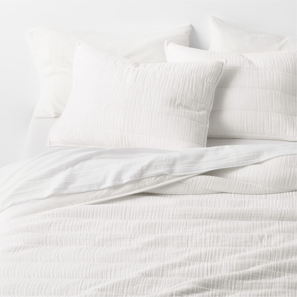 Organic Cotton Gauze Crisp White Channel Stitch Quilt