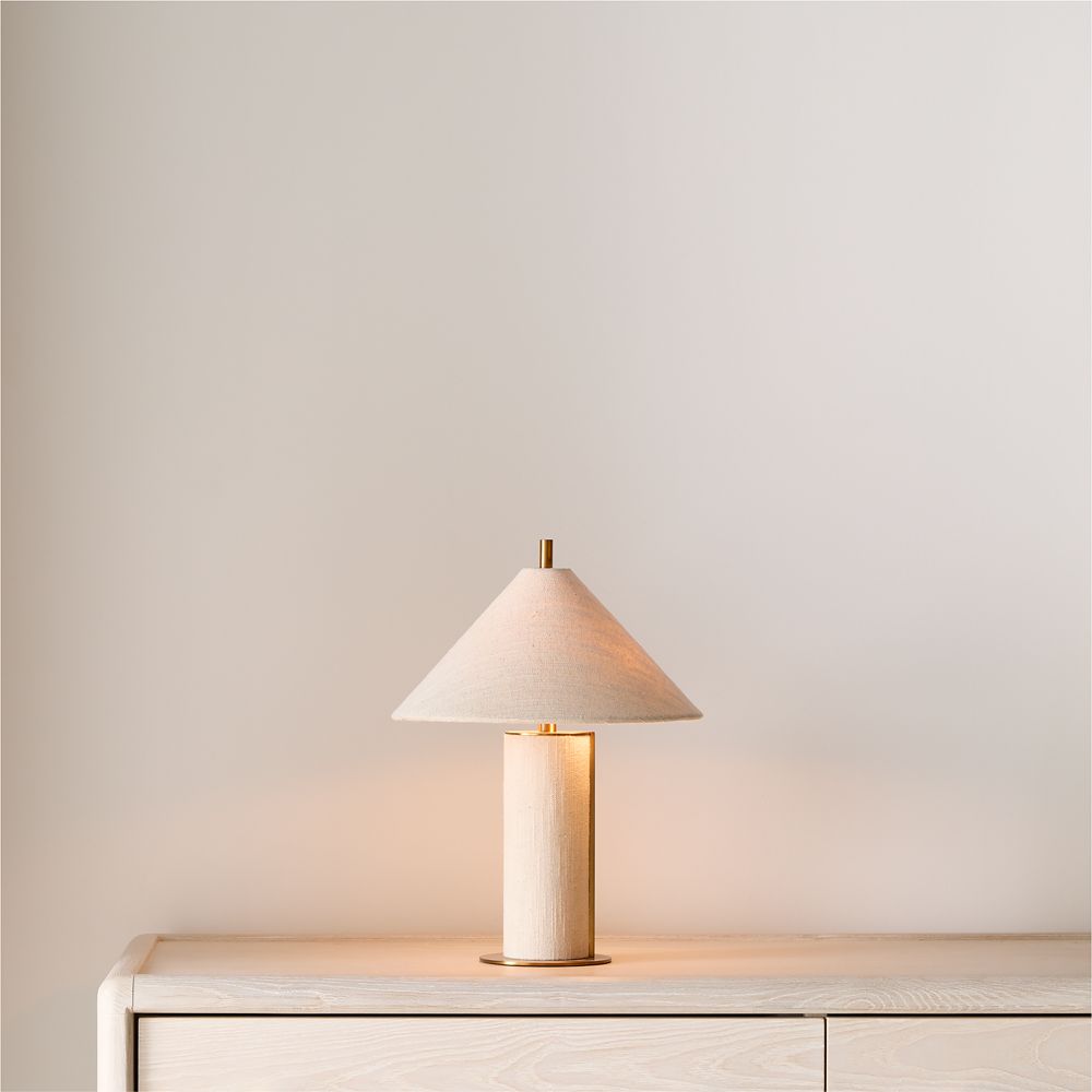 Remi Ivory Linen Mini Table Lamp 15"