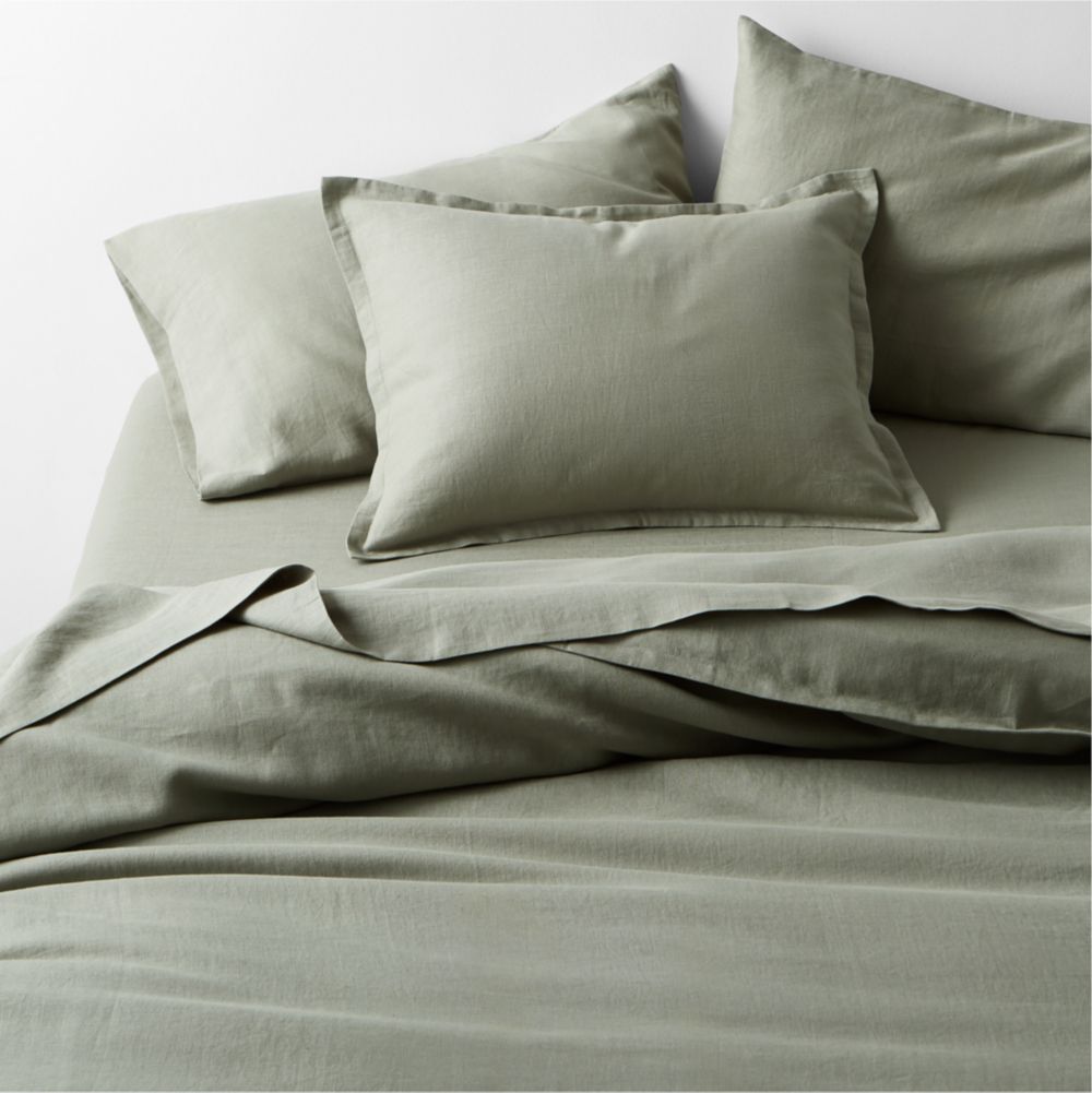Aire Natural European Linen Shadow Sage Green Duvet Cover