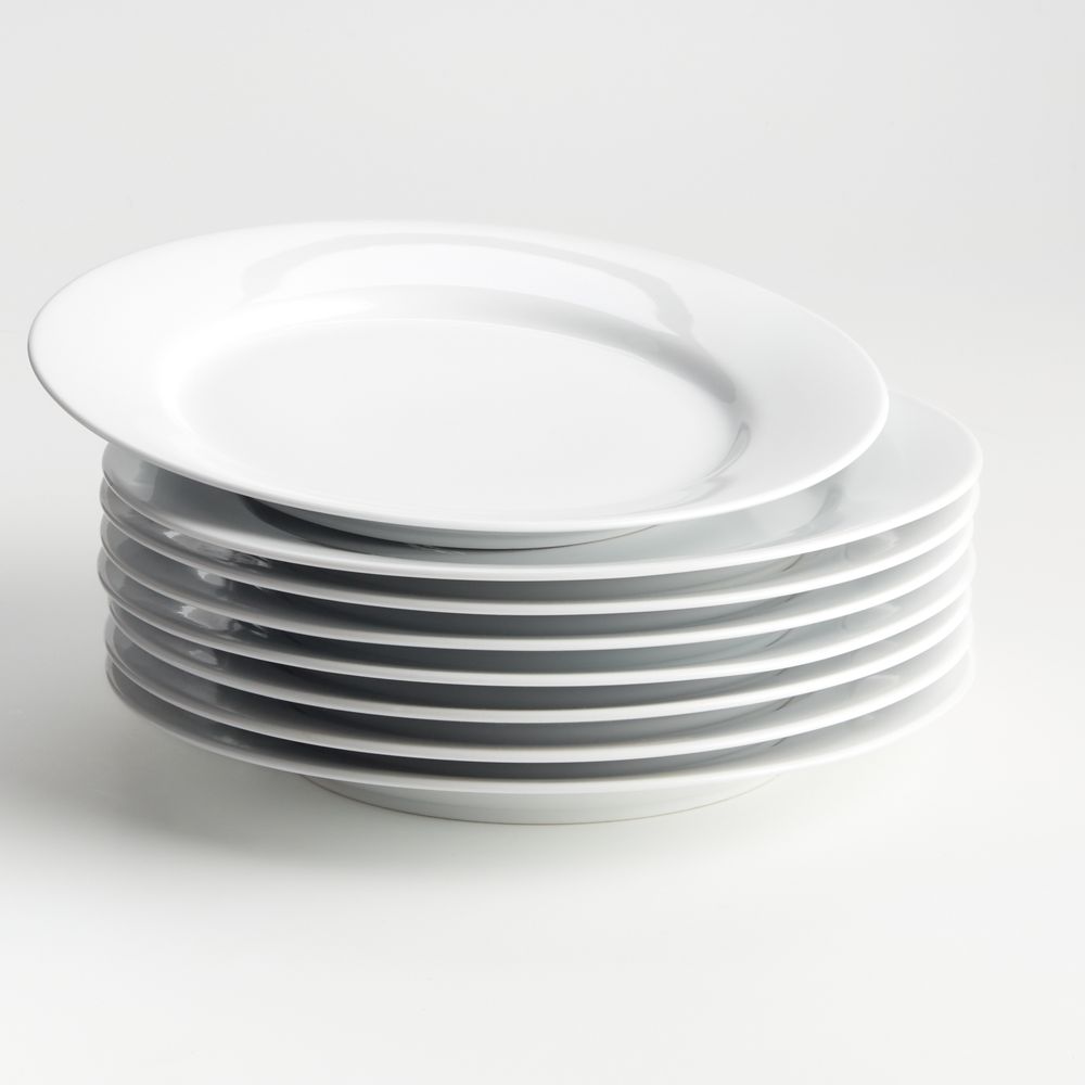 Aspen Rimmed Porcelain Dinner Plates, Set of 8