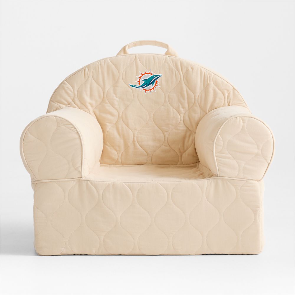 NFL Miami Dolphins Large Oatmeal Quilted Cotton Corduroy Kids Lounge Nod Chair