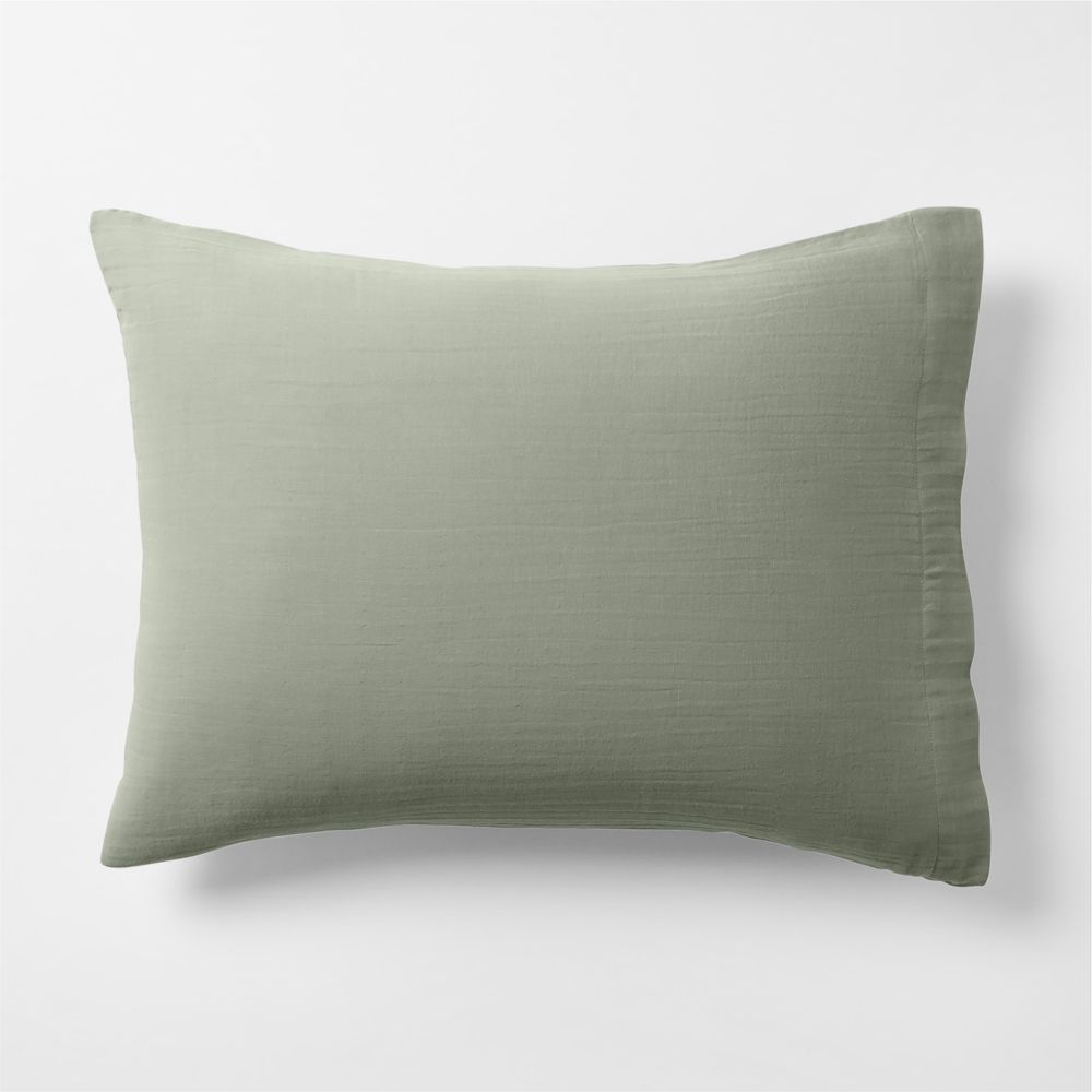 Organic Cotton Gauze Shadow Sage Green Bed Pillow Sham