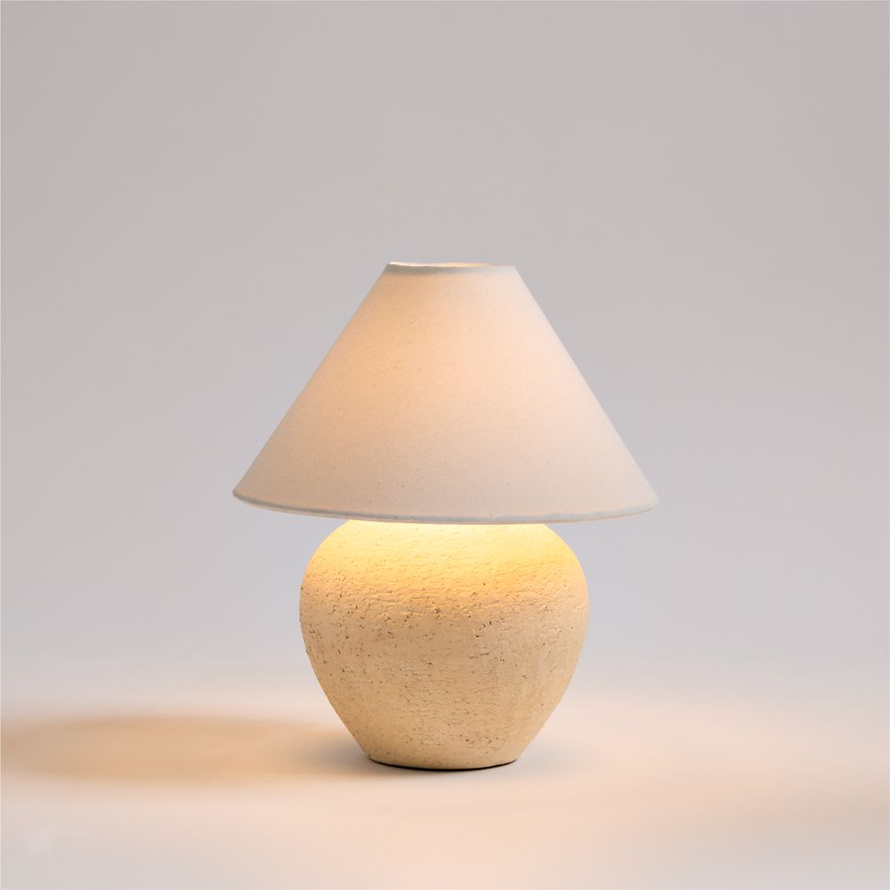Corfu Cream Table Lamp with Tapered Fabric Shade