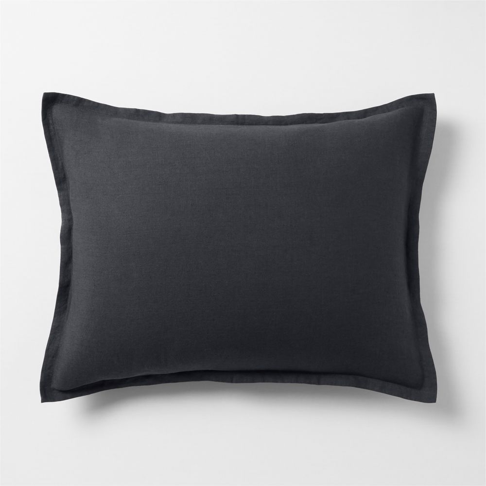 Aire Natural European Linen Midnight Navy Blue Bed Pillow Sham