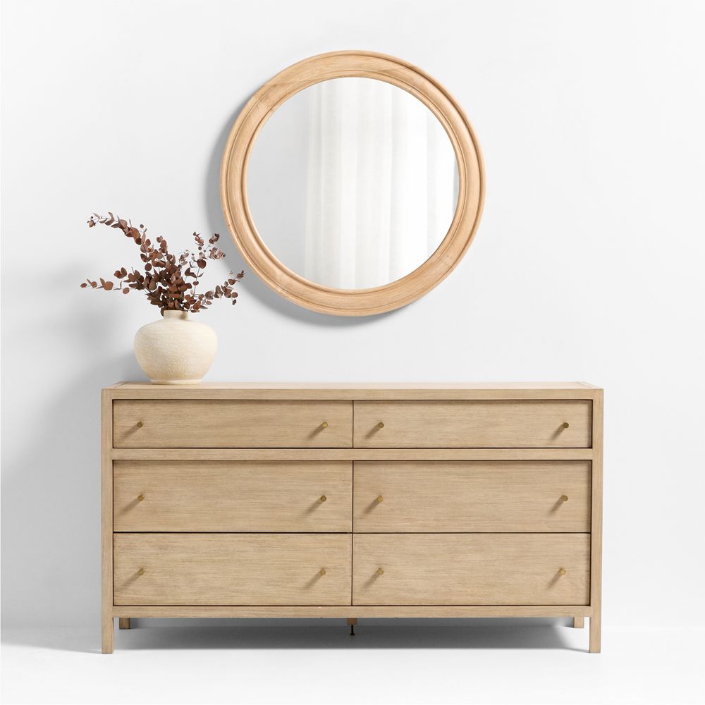 Kensington Natural Oak Wood Round Wall Mirror 40"
