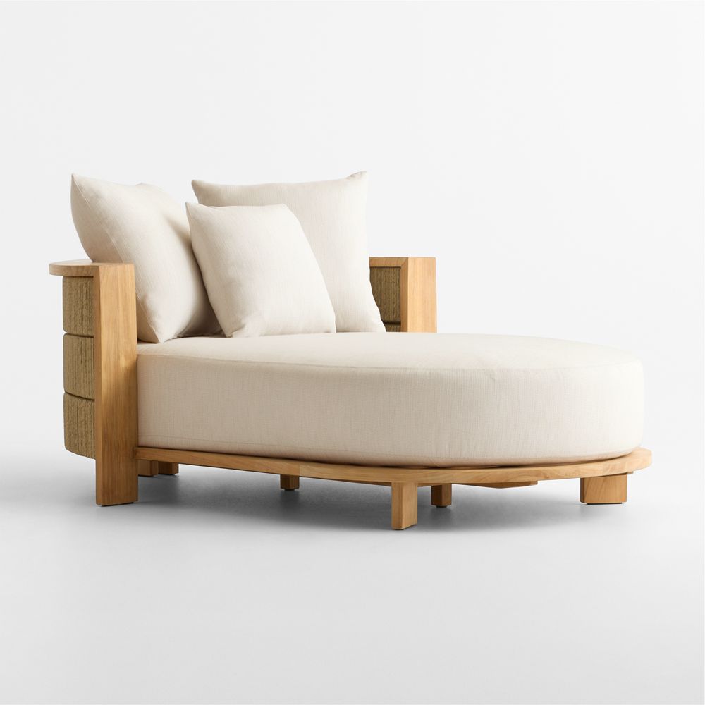 Bali 51" Natural Teak Chaise Daybed with Sunbrella Cushions