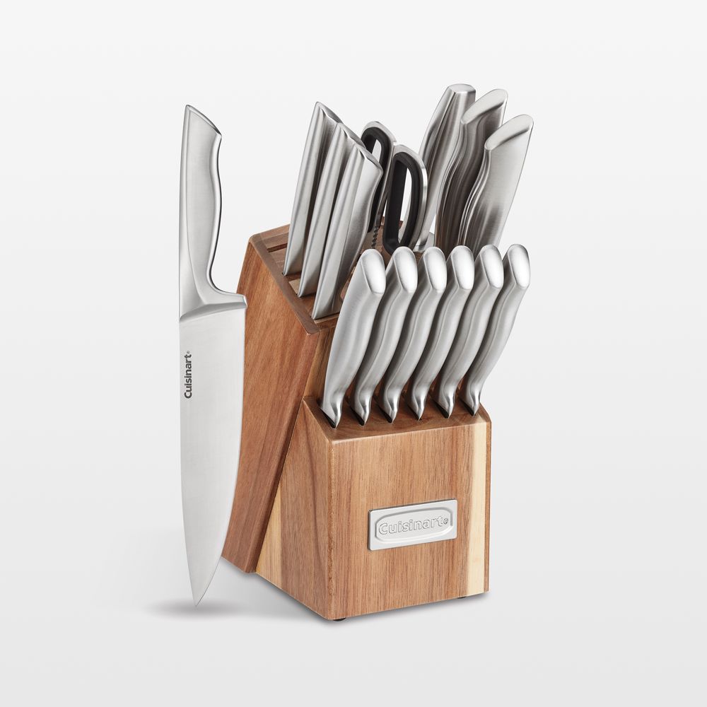 Cuisinart 15-Piece Stainless Steel Hollow-Handle Cutlery Block Set with Acacia Block
