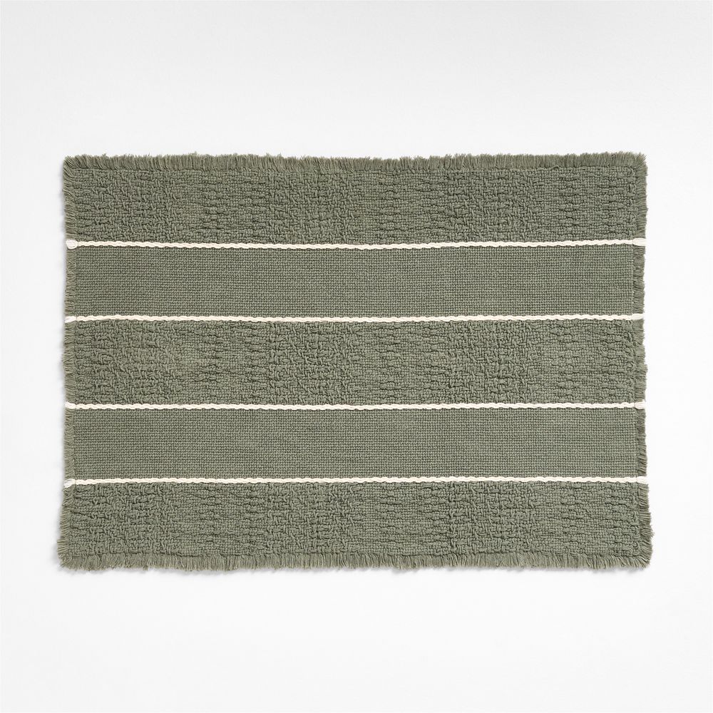 Jacquard Stripe Shadow Sage and Undyed Bath Mat 24"x36"