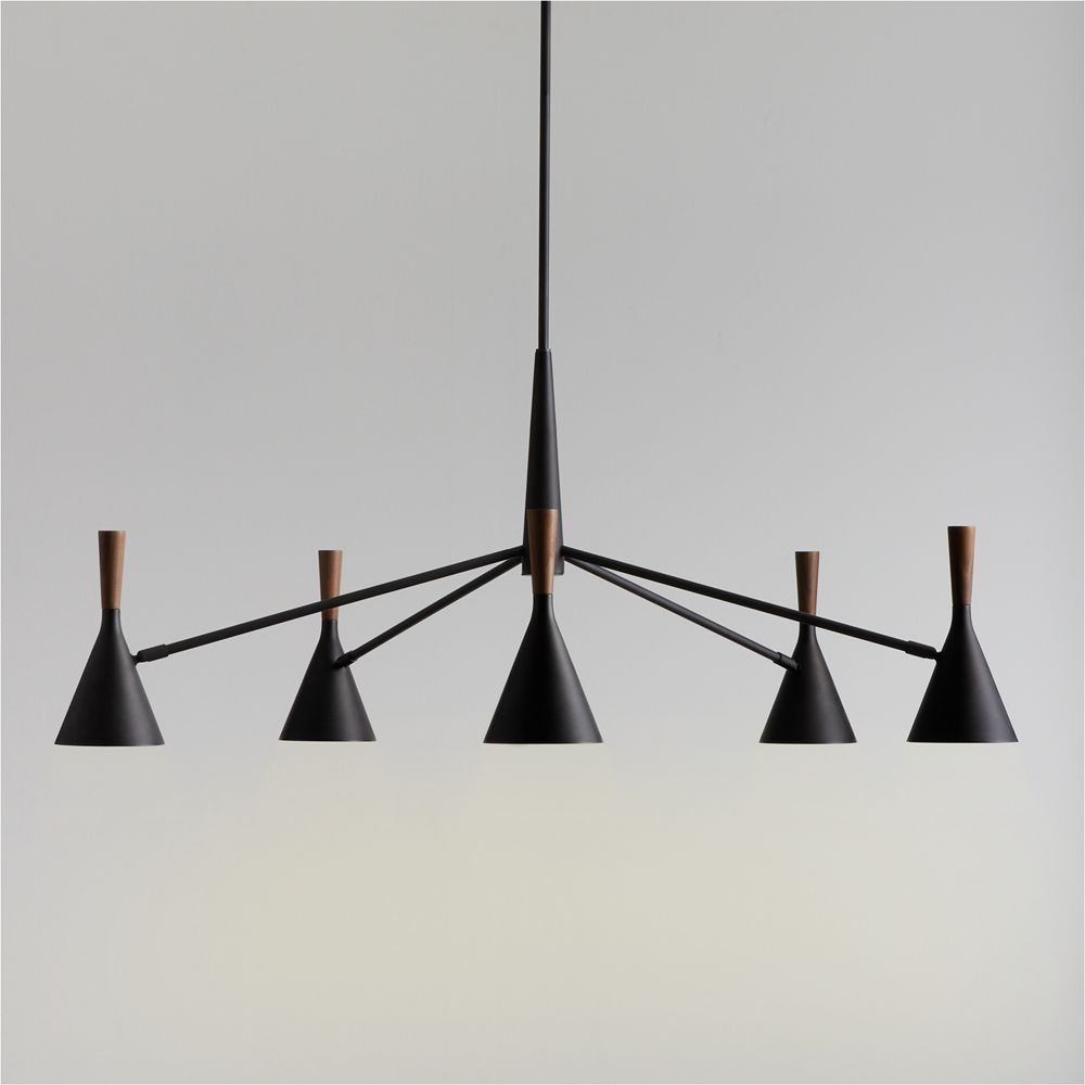 Weston Black Mid-Century Modern Chandelier 45"