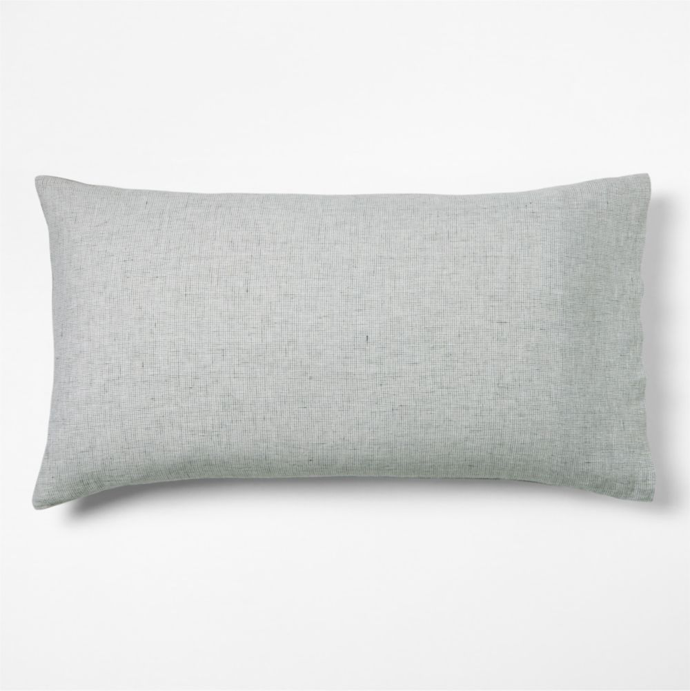 Aire Natural European Linen Burnt Green Reversible Grid Bed Pillow Sham