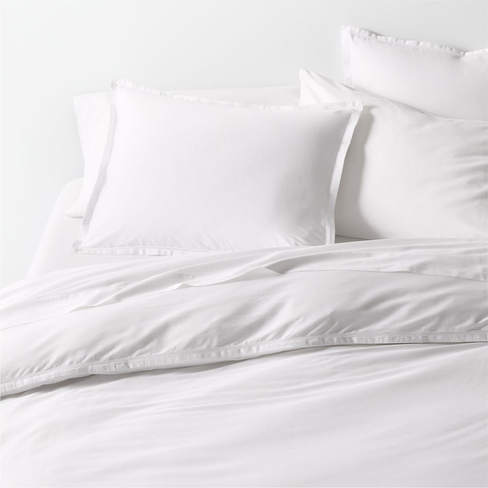 Serene Washed Organic Cotton Sateen White Duvet Cover