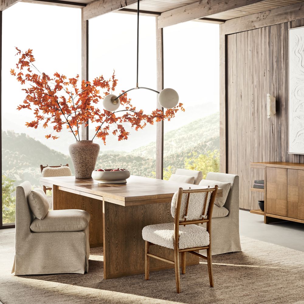 Alternative view of Pierre 82"-101" Light Brown Oak Wood Extendable Dining Table