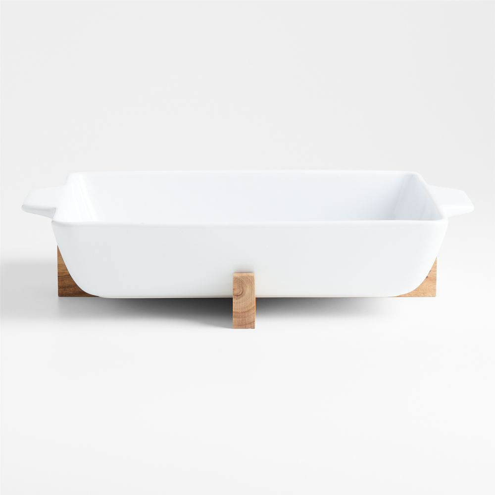 Oven-to-Table Rectangle Baking Dish with Acacia Wood Trivet