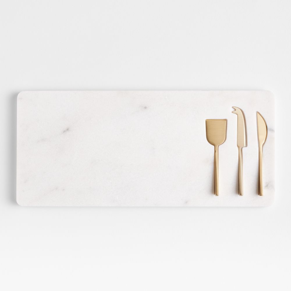 Octavia Small Marble Board with Cheese Knives