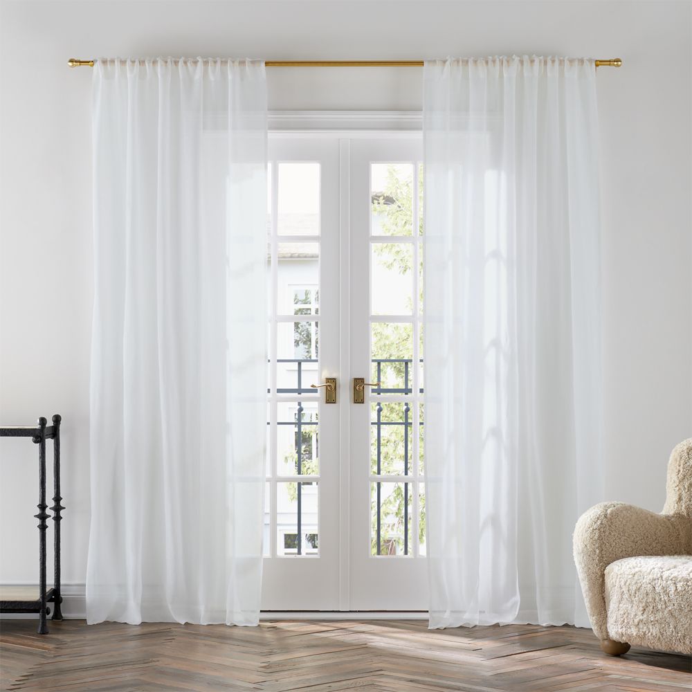 White European Linen Sheer Window Curtain Panel