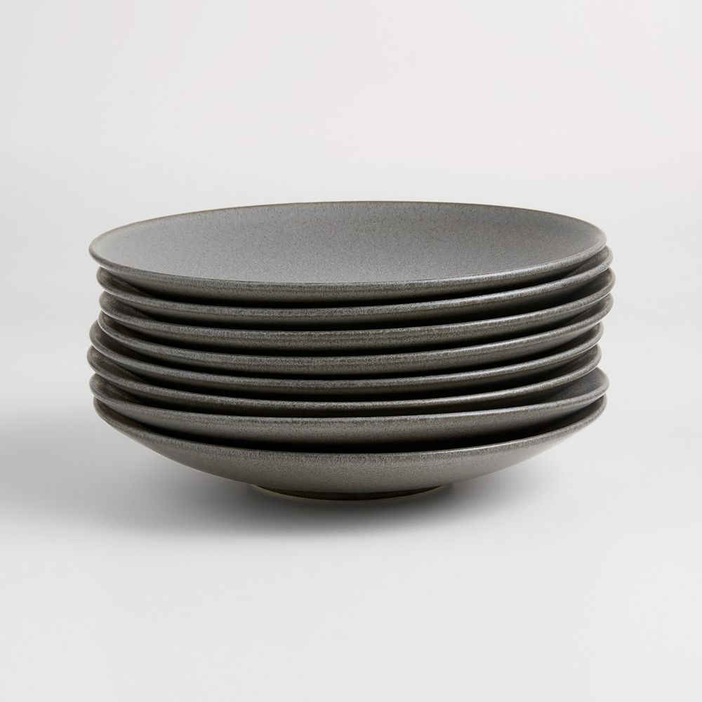 Craft Charcoal Grey Stoneware Coupe Salad Plates, Set of 8