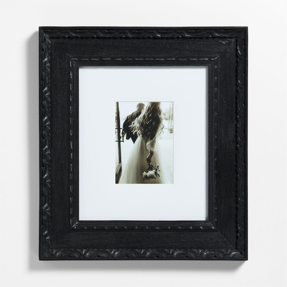 Edinburgh Black Wood 5x7 Wall Picture Frame with 2 Interchangeable Mats